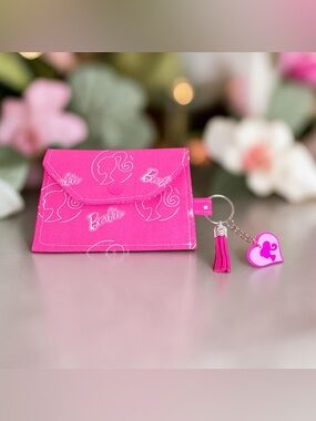 Barbie Inspired Bright Pink Logo Card Holder with Tassel Keyring